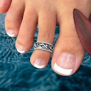 925 Sterling Silver Toe Ring Mountainscape with Sun